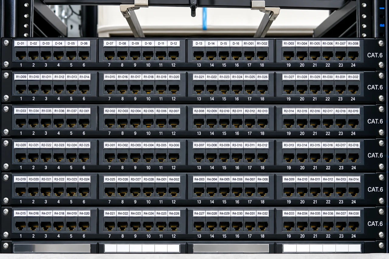Cat6 patch panels with every port labelled